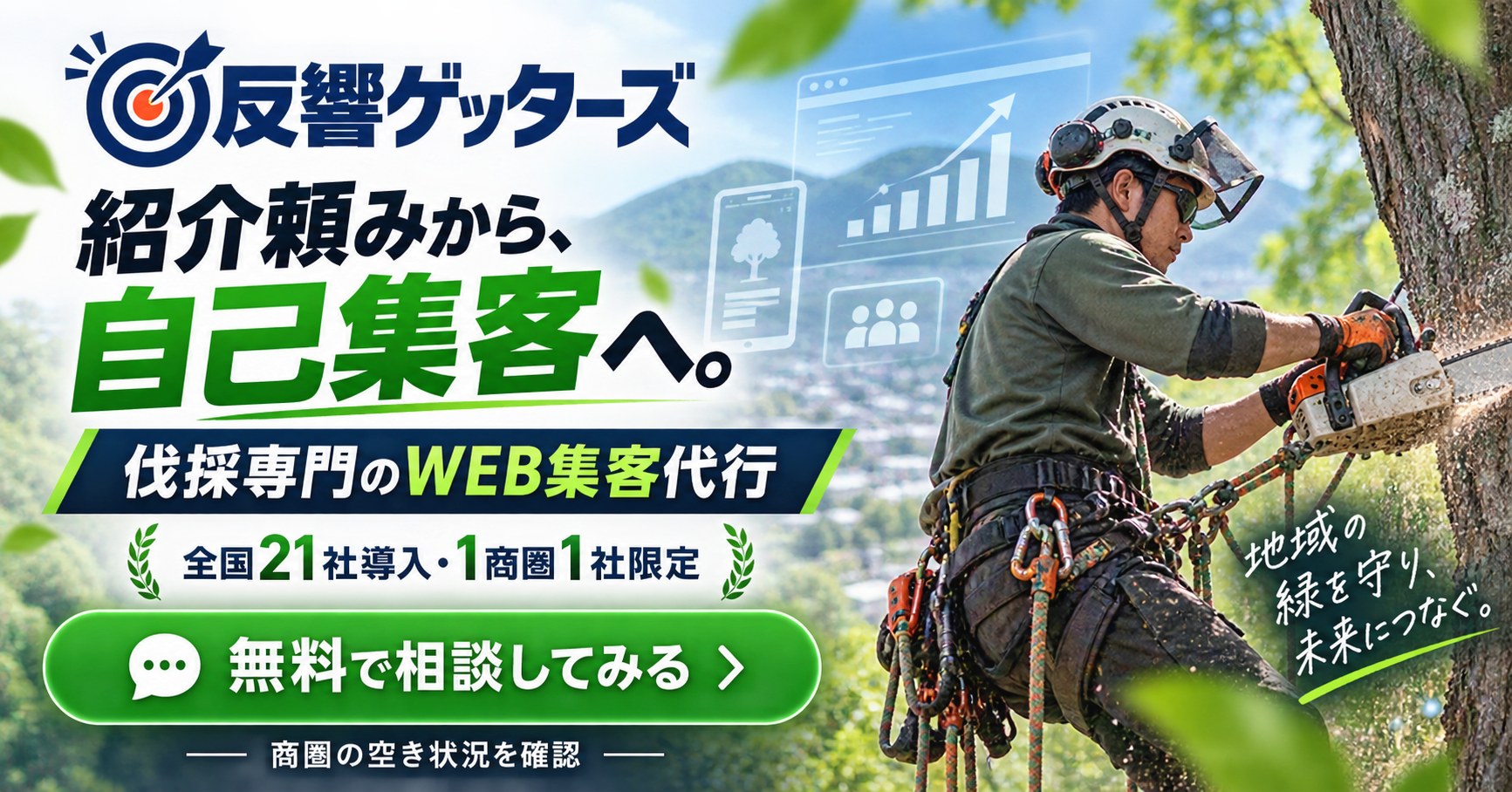 伐採専門のWEB集客代行「反響ゲッターズ」紹介頼みから、自己集客へ。