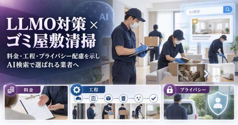 LLMO対策 ゴミ屋敷清掃|料金・工程・プライバシー配慮を示し、AI検索で選ばれる業者へ