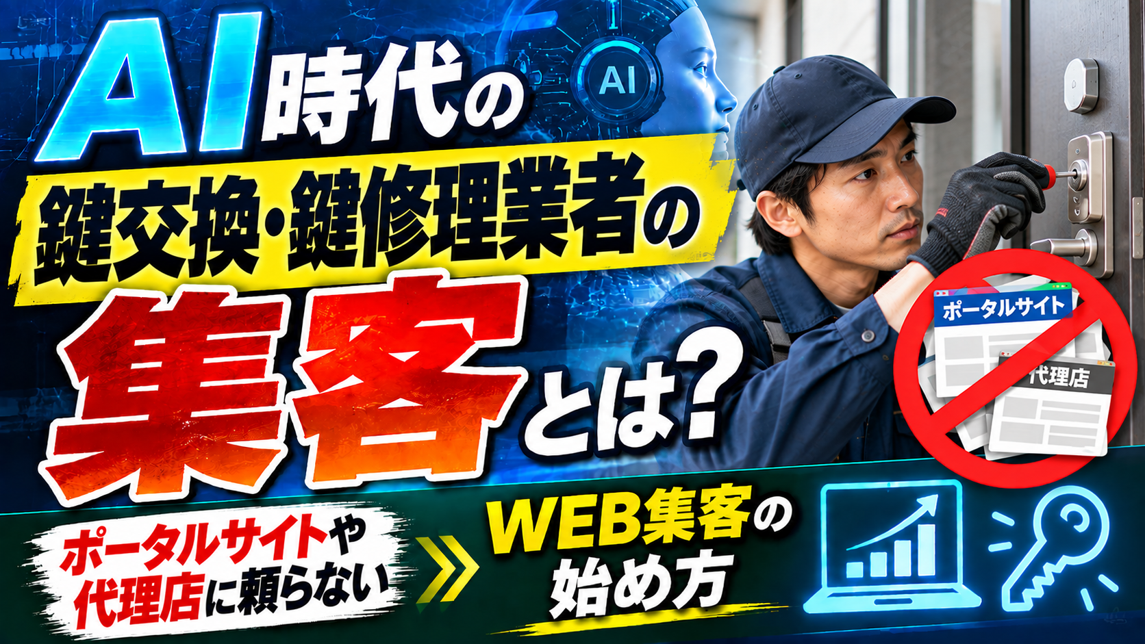 AI時代の鍵交換・鍵修理業者の集客とは?ポータルサイトや代理店に頼らないWEB集客の始め方