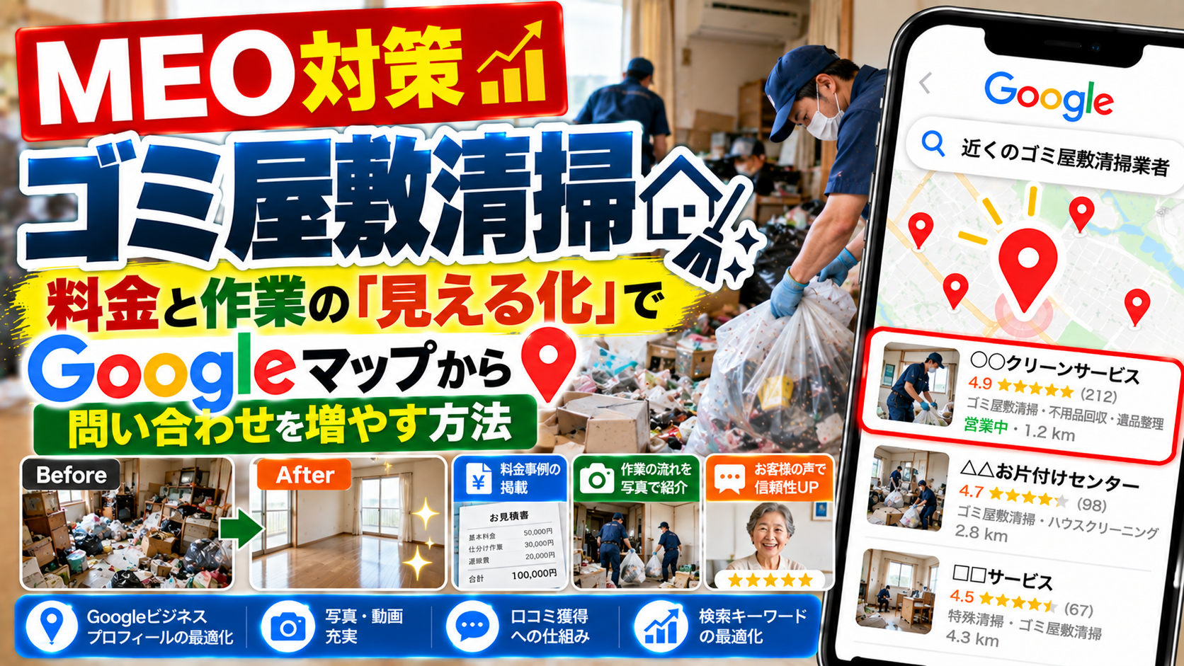 MEO対策 ゴミ屋敷清掃｜料金と作業の「見える化」でGoogleマップから問い合わせを増やす方法
