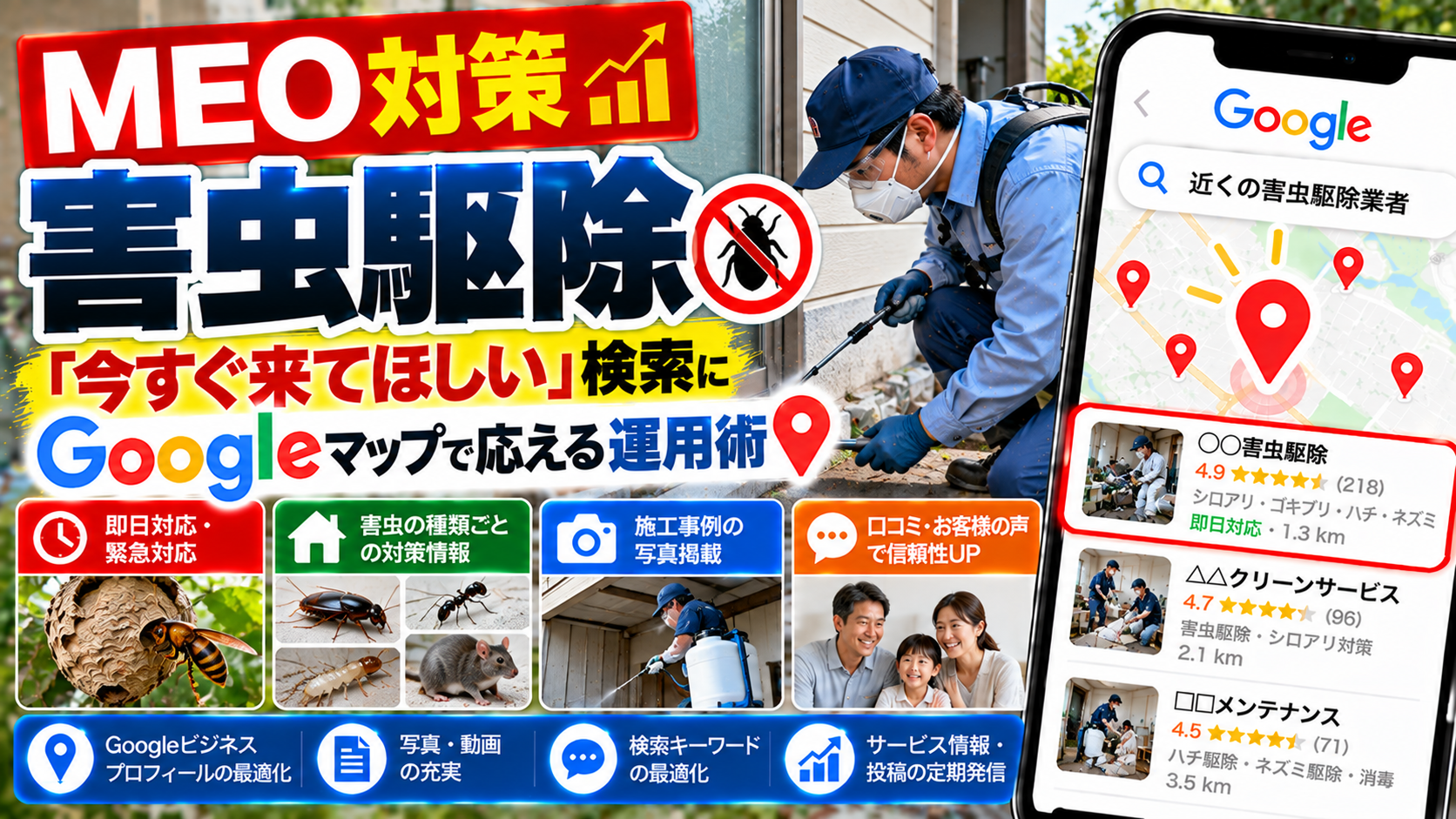 MEO対策 害虫駆除|「今すぐ来てほしい」検索にGoogleマップで応える運用術