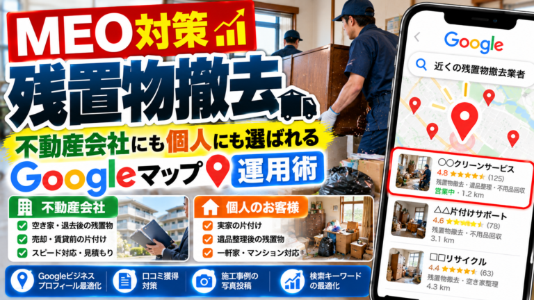 MEO対策 残置物撤去|不動産会社にも個人にも選ばれるGoogleマップ運用術