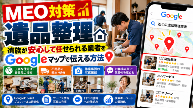 MEO対策 遺品整理|遺族が安心して任せられる業者をGoogleマップで伝える方法